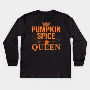 Pumpkin spice Queen Coffee Lover halloween Thanksgiving Kids Long Sleeve T-Shirt